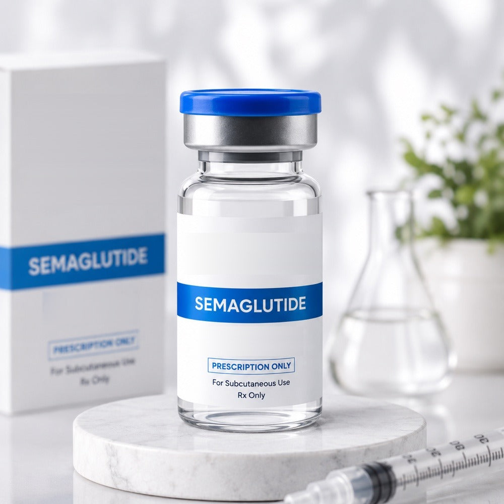 Semaglutide vial (illustrative image, unbranded)