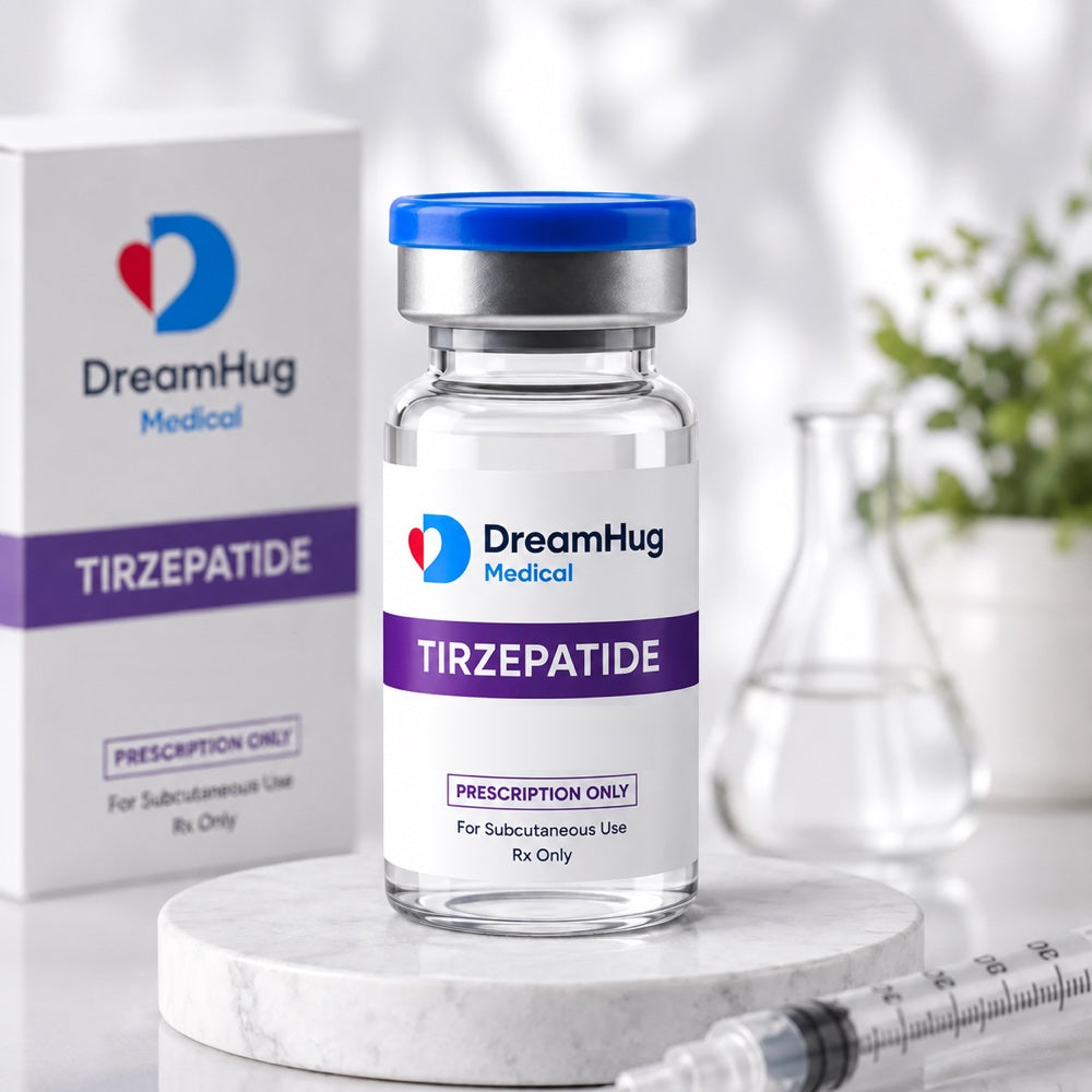 Vial of DreamHug Medical compounded tirzepatide